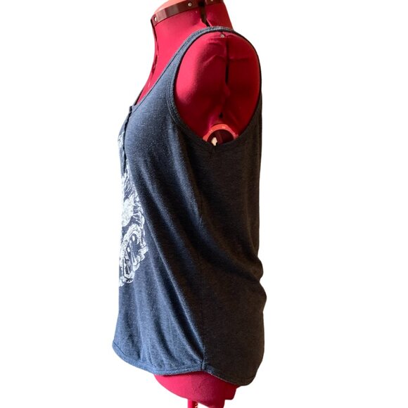 mySTYLE - Gray Tank Top with white flower print - banded neckline - Medium - Picture 4 of 8